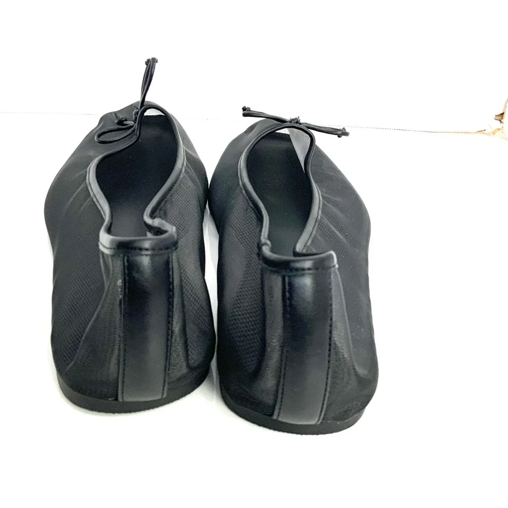 New Torrid Sz 12WW Black Sheer Mesh Square Toe Ballet Flat Bow Whimsigoth Wide